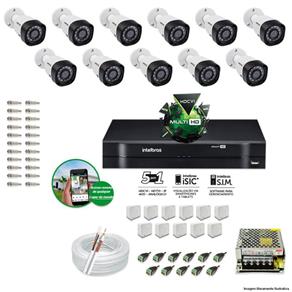 Kit CFTV 11 Câmeras VHD 3130B 720P 3,6mm DVR Intelbras MHDX 1016 + Acessórios