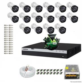 Kit Cftv 16 Câmeras VHD 1220B 1080P 3,6mm DVR Intelbras MHDX 3016 + ACESSORIOS