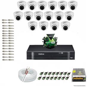 Kit CFTV 16 Câmeras VHD 3120D 720P 2,8mm DVR Intelbras MHDX 1016 + ACESSORIOS