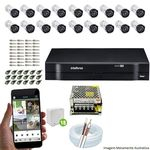 Kit Cftv 18 Câmeras Vhd 3130B 720p 3,6mm Dvr Intelbras Mhdx 1032 + Acessórios