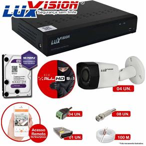 Kit Cftv 4 Câmeras Luxvision 720p Dvr 4 Canais Luxvision ECD 5 em 1 + HD WDP 1TB