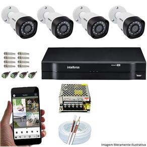 Kit Cftv 4 Câmeras VHD 1010B Bullet 720p Dvr 4 Canais Intelbras MHDX + CABO