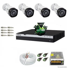 Kit Cftv 4 Câmeras VHD 1220B 1080P 3,6mm DVR Intelbras MHDX 3008 + ACESSORIOS