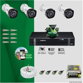 Kit CFTV 4 Câmeras VHD 3120B 720P 2,6mm DVR Intelbras MHDX 1004 + ACESSORIOS