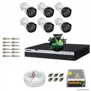 Kit Cftv 6 Câmeras VHD 1220B 1080P 3,6mm DVR Intelbras MHDX 3008 + ACESSORIOS