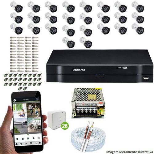 Kit Cftv 26 Câmeras Vhd 3130b 720p 3,6mm Dvr Intelbras Mhdx 1032 + Acessórios