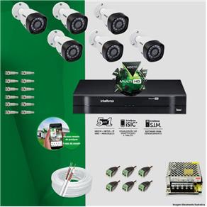 Kit CFTV 6 Câmeras VHD 3120B 720P 2,6mm DVR Intelbras MHDX 1008 + ACESSORIOS