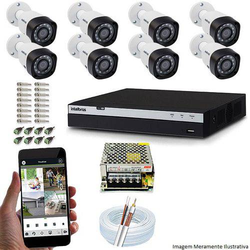 Kit Cftv 8 Câmeras Vhd 1220b 1080p 3,6mm Dvr Intelbras Mhdx 3016 + Acessorios