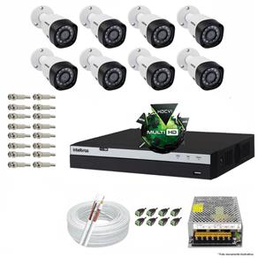 Kit Cftv 8 Câmeras VHD 1220B 1080P 3,6mm DVR Intelbras MHDX 3016 + ACESSORIOS