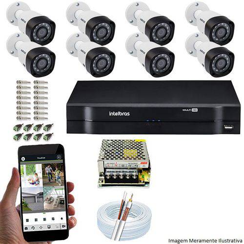 Kit Cftv 8 Câmeras Vhd 3120b 720p 2,6mm Dvr Intelbras Mhdx 1008 + Acessorios