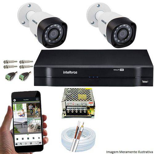 Kit Cftv 2 Câmeras Vhd 1010b Bullet 720p Dvr 4 Canais Intelbras Mhdx + Cabo