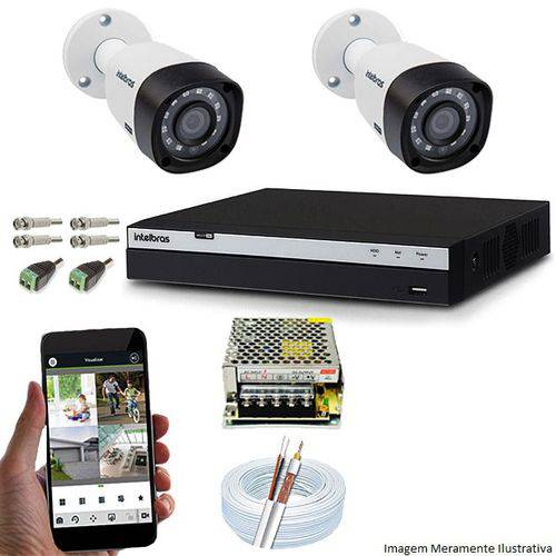 Kit Cftv 2 Câmeras Vhd 1220b 1080p 3,6mm Dvr Intelbras Mhdx 3004 + Acessorios