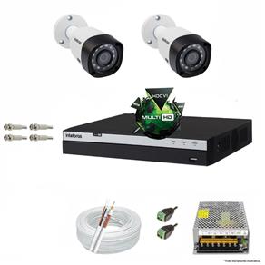 Kit CFTV 2 Câmeras VHD 1220B 1080P 3,6mm DVR Intelbras MHDX 3004 + ACESSORIOS