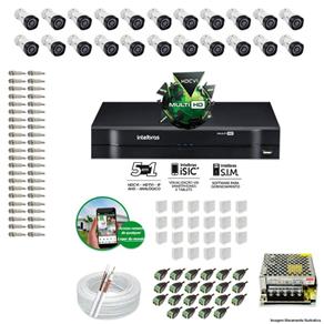 Kit Cftv 22 Câmeras VHD 3130B 720P 3,6mm DVR Intelbras MHDX 1032 + Acessórios