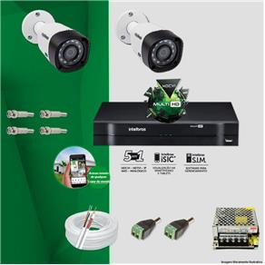 Kit CFTV 2 Câmeras VHD 3120B 720P 2,6mm DVR Intelbras MHDX 1004 + ACESSORIOS