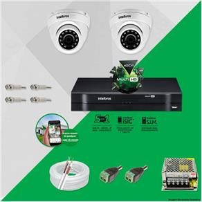 Kit CFTV 2 Câmeras VHD 3120D 720P 2,8mm DVR Intelbras MHDX 1004 + ACESSORIOS