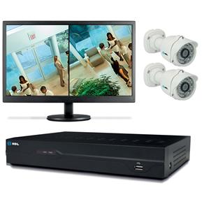 Kit CFTV com 2 Câmeras, DVR 4 Canais, Monitor 15’’ e HD 500GB