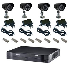 Kit Cftv Intelbras 1004 + 4 Camera Infra 1200L Bosscam +4 Fonte + Bnc