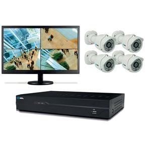 Kit CFTV HDL com 4 Câmeras, DVR 8 Canais, Monitor 15’’ e HD 1TB
