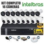 Kit CFTV Intelbras Completo 16 Câmeras AHD 720p DVR 16 Canais