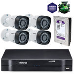 Kit Cftv Intelbras Multi HD Dvr 4 Canais + 4 Câmeras 1010b G3 + HD Western Purple 1tb