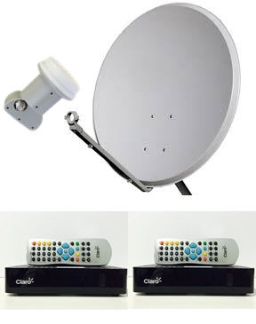 Kit Claro Tv Pré-Pago Mercantil 2 Receptores Digital + Antena 60 Cm Lisa - Visiontec