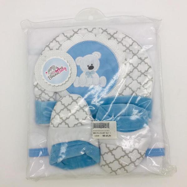 Kit Cobertor 3 Pçs Ursinho Azul - Bruna Baby Ref