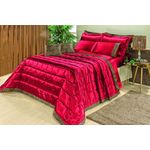 Kit Cobre Leito Safari Cetim Cama King 9 Peças Vermelho