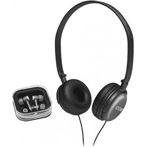 Kit COBY Headphone Dobrável + Fone de Ouvido Intra-Auricular Cinza - CV140