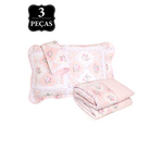 Kit Colcha Casal Santista Boutis Idris 3pçs Rosa