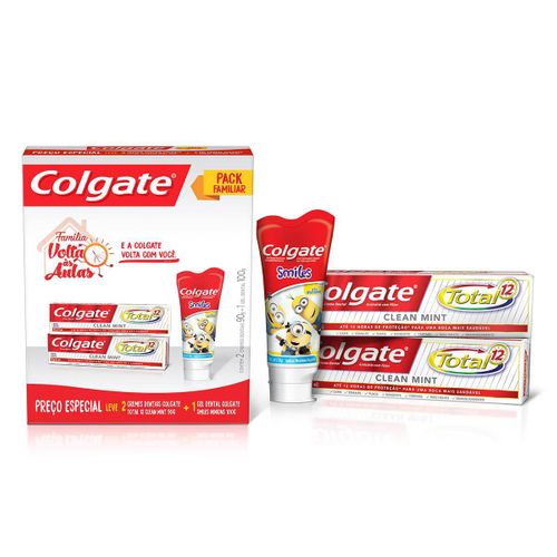 Kit Colgate Total 12 Clean Mint 90gr 2 Unidades + Gel Dental Smiles 100g