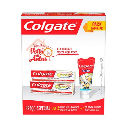 Kit Colgate Total 12 Clean Mint 90gr 2 Unidades + Gel Dental Smiles 100g