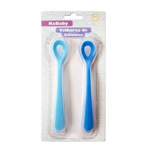 Kit - 2 Colheres de Silicone - Azul - KaBaby