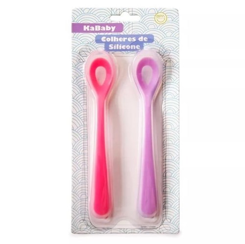 Kit 2 Colheres de Silicone Rosa - Kababy