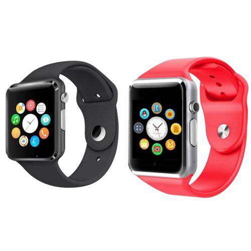 Tudo sobre 'Kit com 02 Relógios Smartwatch A1 Touch Bluetooth Pedômetro Gear Chip - Preto e Vermelho'