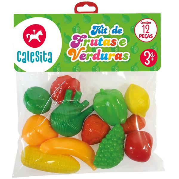 Kit com 12 Peças de Frutas e Verduras Coloridas 209 - Calesita - Calesita