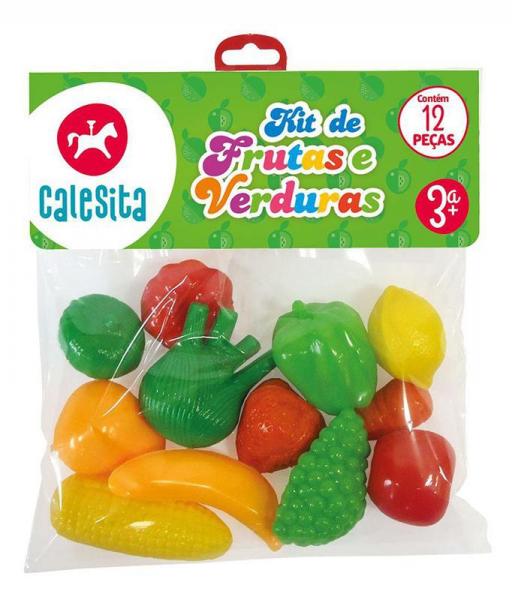 Kit com 12 Peças de Frutas e Verduras Coloridas - Calesita