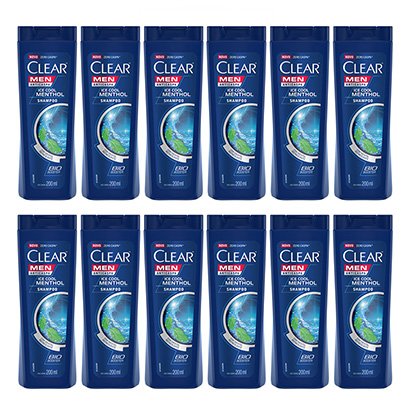 Kit com 12 Shampoo Clear Ice Cool Menthol 200ml