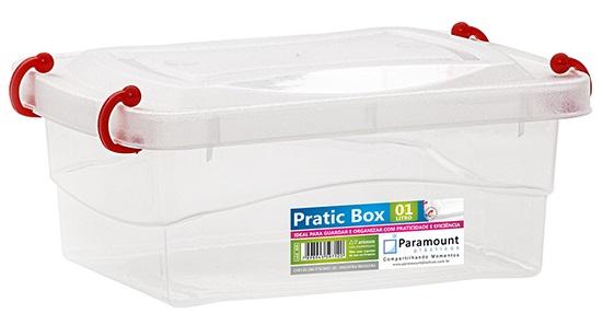 Kit com 10 Caixas Organizadoras Plásticas Pratic Box 1 Litro Paramount 408