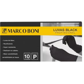 Kit com 10 Luvas Black Profissional P Latex Marco Boni