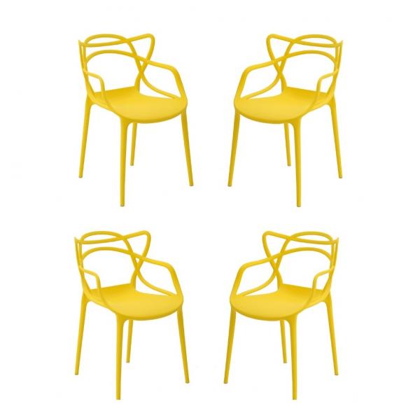 Kit com 4 Cadeiras Allegra Aviv Amarelo - Fratini