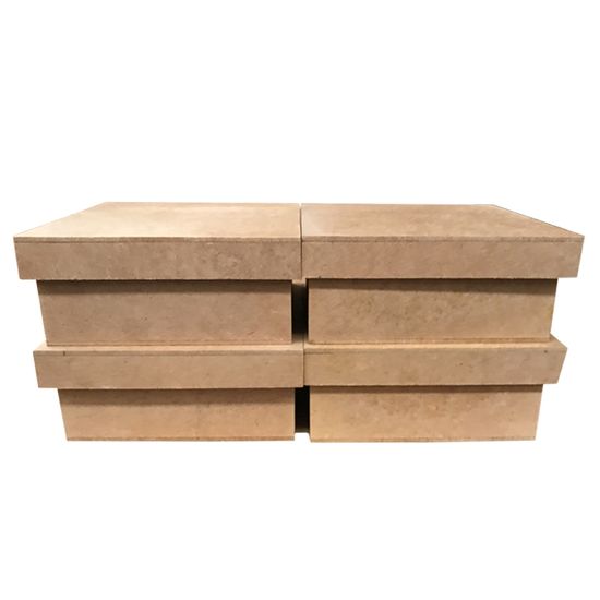 Kit com 4 Caixas Tampa de Sapato Baixa 14X14x5 - Madeira MDF