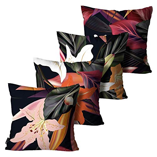 Kit com 4 Capas para Almofadas Mdecore Floral Coloridas - 45x45cm