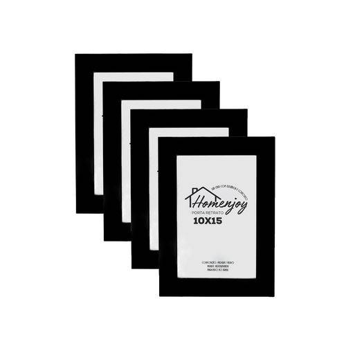 Kit com 4 Porta-Retratos Madeira 10x15cm Preto - Homenjoy