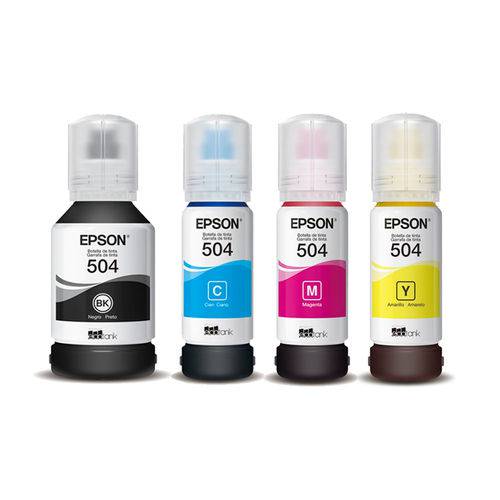Kit com 4 Tintas para Impressora Epson Bulk Ink T504 Original 70ml