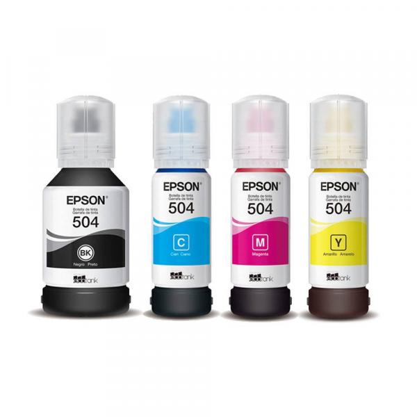 Kit com 4 Tintas para Impressora Epson Bulk Ink T504 Original