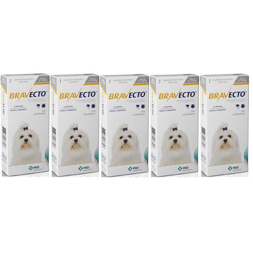 Kit com 5 Antipulgas Bravecto para Cães de 2 a 4,5kg - 112,5 Mg - Msd