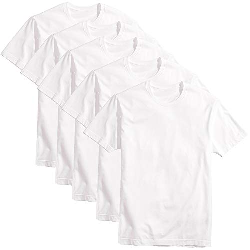 Kit com 5 Camisetas Básicas Masculina Algodão T-Shirt Tee (Branca, G)