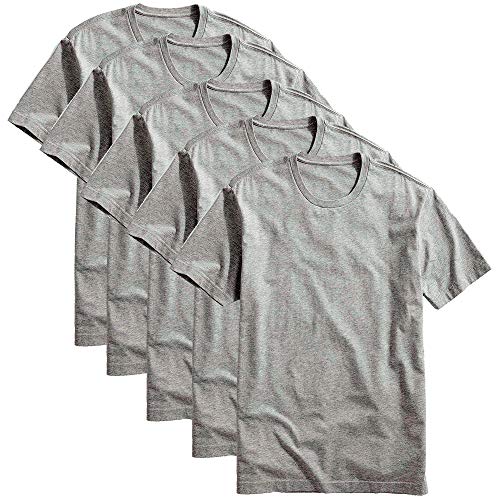 Kit com 5 Camisetas Básicas Masculina Algodão T-Shirt Tee, Cinza, GG
