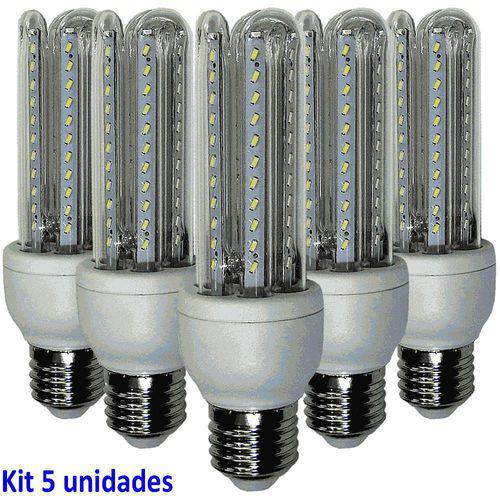 Kit com 5 Lâmpadas Led Branco Frio 3u E27 7w Bivolt 90% Mais Econômica 6000k - Cópia